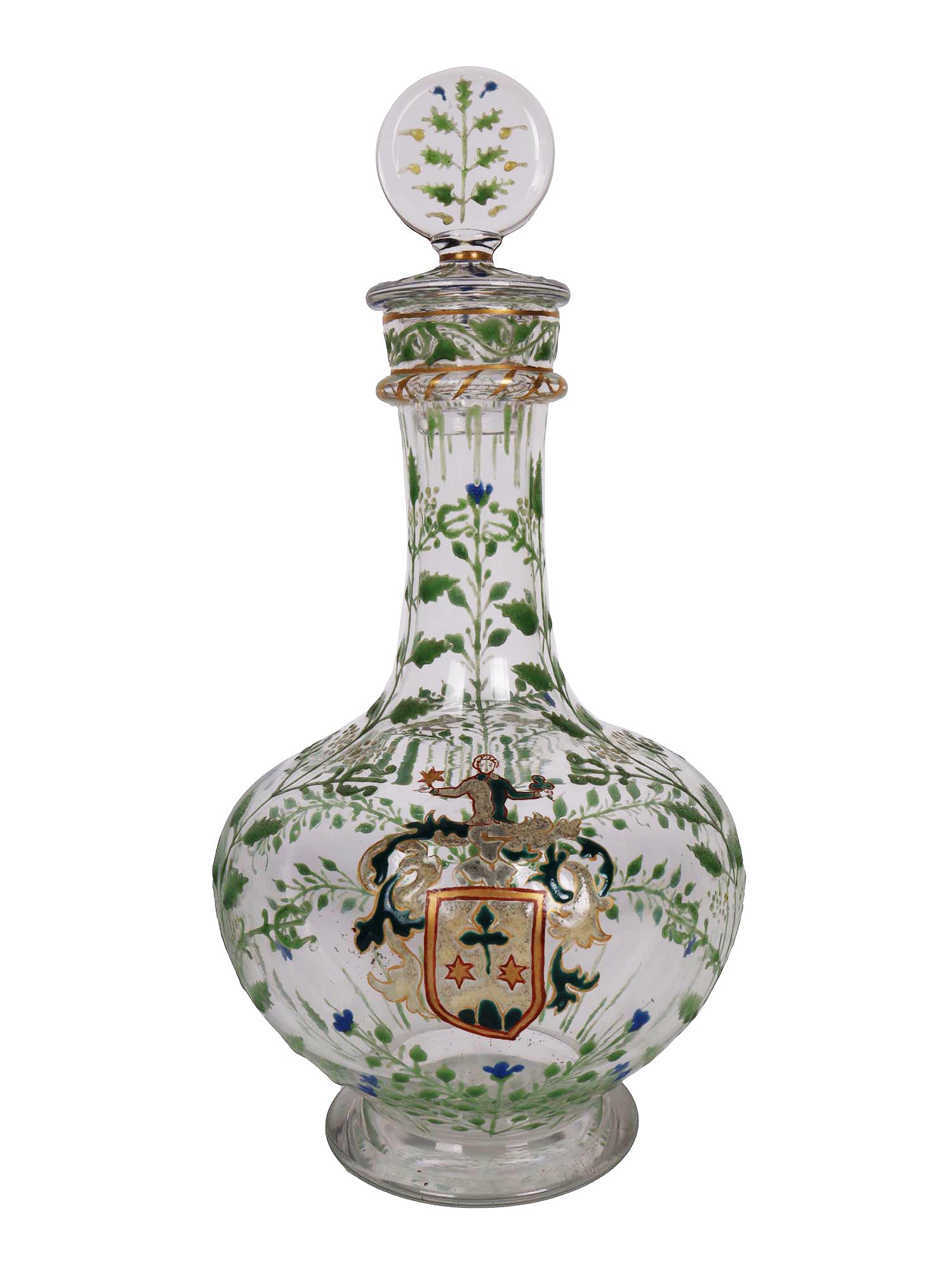 ANTIQUE FRENCH GLASS DECANTER, ATTR. EMILE GALLE PIC-0